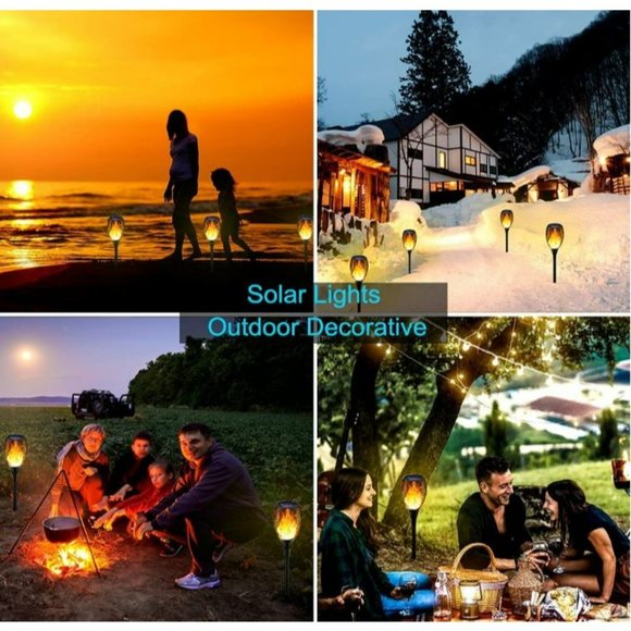 Solar Lights Outdoor Decorative, Pack of 6 Ultra-Lager Solar Torch Light with Fl - Picture 6 of 7